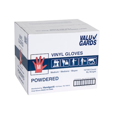 Valugards Valugards P, Disposable Gloves, Vinyl, Powdered, M, 1000 PK, Clear 304340172
